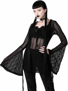 Killstar Alicia Bell Sleeve Lace Top - Black - Goth Witch Vampy Festival Sexy